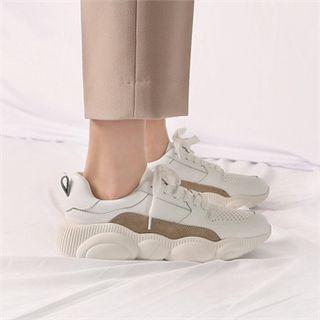 Contrast-trim Cowhide Sneakers