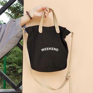 Set: Lettering Canvas Tote Bag + Crossbody Bag