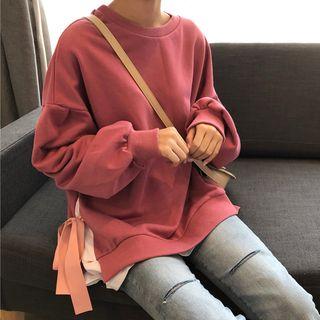Mock Two-piece Side-tie Sweatshirt