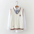 Shirt / Sun Embroidered Sweater Vest / Set