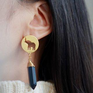 Elephant Faux Crystal Alloy Dangle Earring