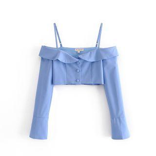 Off-shoulder Spaghetti-strap Crop Top