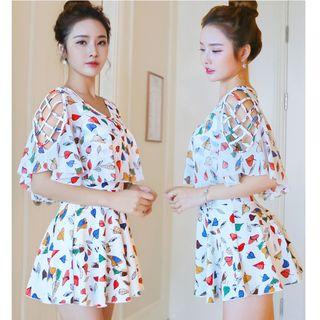 Leaf Print Swim-dress