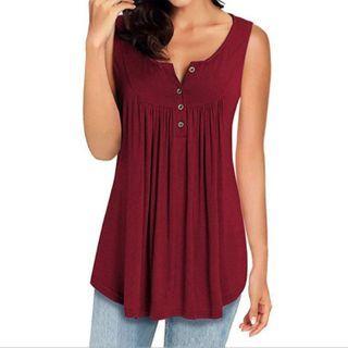 Sleeveless Henley Top