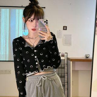 Smiley Face Cardigan Black - One Size