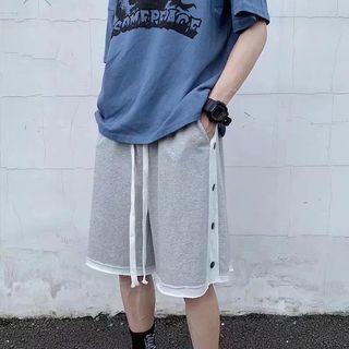 Button-up Contrast Trim Shorts