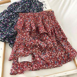 Floral Layer A-line Skirt