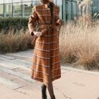 Check Tie-waist Long Coat