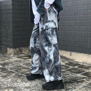 Tie-dyed Wide-leg Cargo Pants
