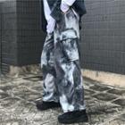 Tie-dyed Wide-leg Cargo Pants
