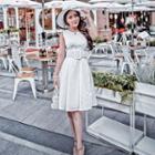 Sleeveless Cutout-back A-line Dress