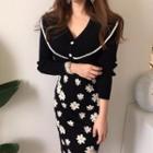 Collared Knit Top / Floral Skirt