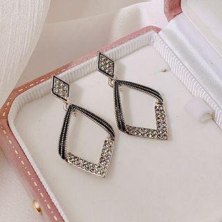 Rhinestone Alloy Rhombus Dangle Earring 1 Pair - As Shown In Figure - One Size