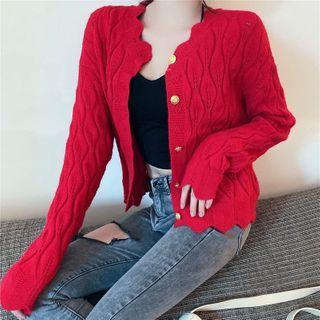 Single-breasted Loose-fit Knit Cardigan