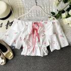 Floral Embroidered Off-shoulder Top White - One Size