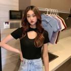 Short-sleeve Cut-out Slim-fit Top
