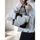 Two Tone Heart Handbag Black & White - One Size