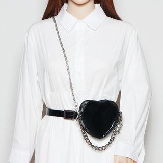 Alloy Chain Layered Heart Faux Leather Belt Bag