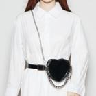 Alloy Chain Layered Heart Faux Leather Belt Bag