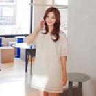 Short-sleeve Perforated Mini Dress