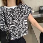 Zebra Printed Short-sleeve Slim-fit T-shirt As Figure - One Size