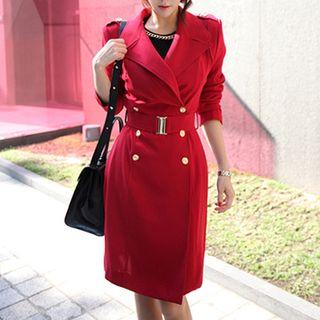 Double Breasted Long-sleeve Dress