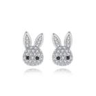 Simple And Cute Rabbit Stud Earrings With Cubic Zirconia Silver - One Size