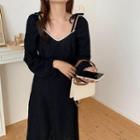 Long-sleeve Ruched Slim-fit Dress