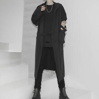 Plain Jacket With Ripped Sleeve