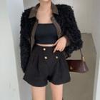 Fluffy Faux Leather Shirt Jacket