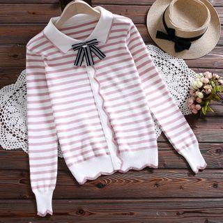 Ribbon Striped Cardigan