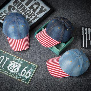 Striped Brim Denim Baseball Cap