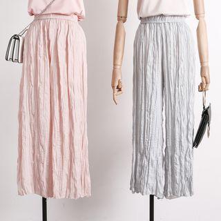 Wide-leg Shirred Chiffon Pants