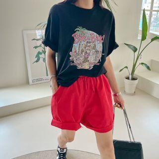 Washed-print Boxy T-shirt