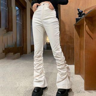 High Waist Shirred Flared Pants