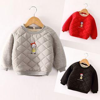 Embroidery Fleece-lined Quilted Pullover