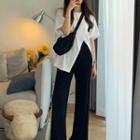 Slit T-shirt / Loose Fit Dress Pants