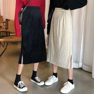 Split-side Midi A-line Skirt