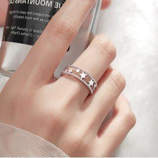 925 Silver Cutout Star Open Ring Sliver - One Size