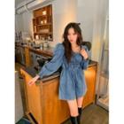 Smocked Denim Playsuit