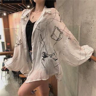 Lantern-sleeve Printed Blouse / Camisole