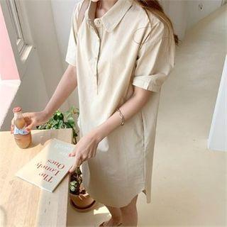 Half-placket Dip-back Shirtdress