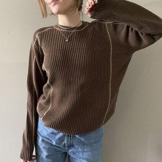 Outline Round Neck Long Sleeve Knit Top