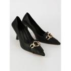 Tasseled Chain-detail Spool-heel Pumps