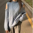 Cold-shoulder Sweater / Houndstooth Mini A-line Skirt