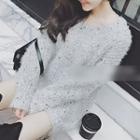 Cutout Back Long-sleeve Chunky Knit Dress
