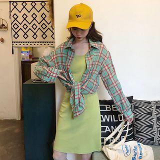 Plain Tank Dress / Plaid Shirt