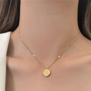 Wedding Chinese Characters Pendant Alloy Necklace Necklace - Does Not Fade - Gold - One Size