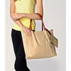 Stitched Tote With Pouch Khaki - One Size
