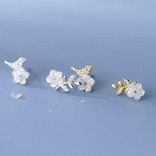 Flower Rhinestone Shell Earring
